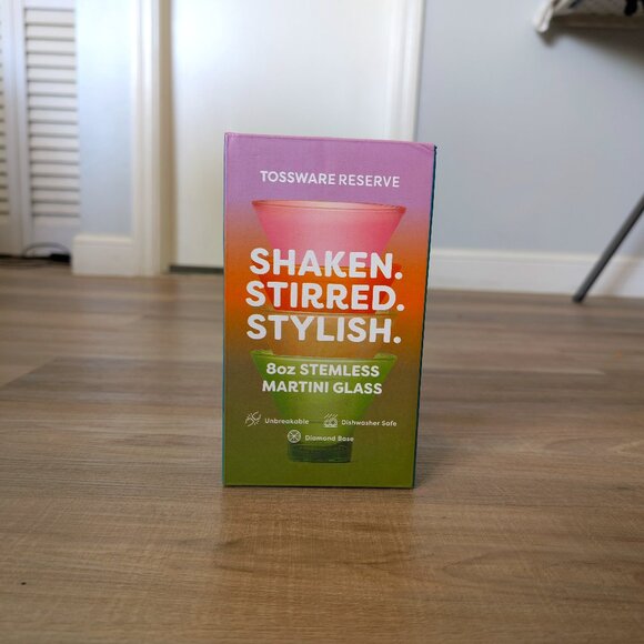 NIB Tossware Reserve 8oz Stemless Martini Glass - Picture 1 of 8